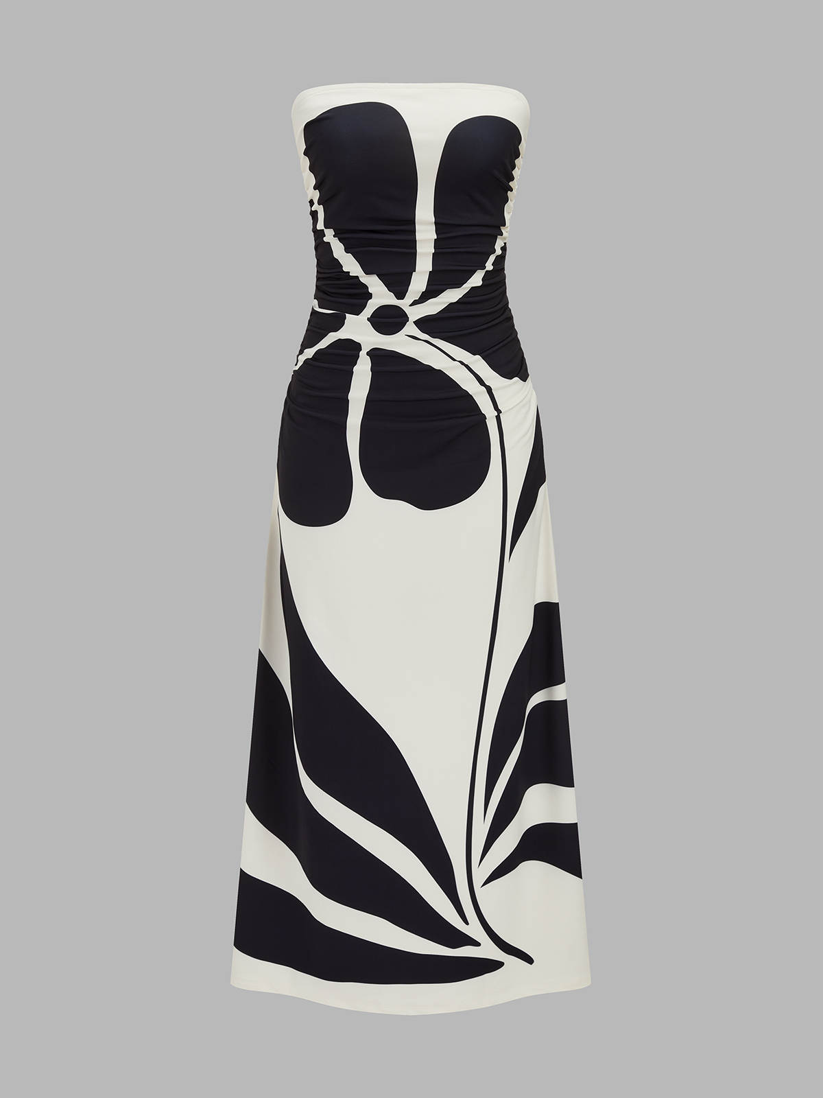 Elegant Strapless Dress with Delicate Floral Pattern