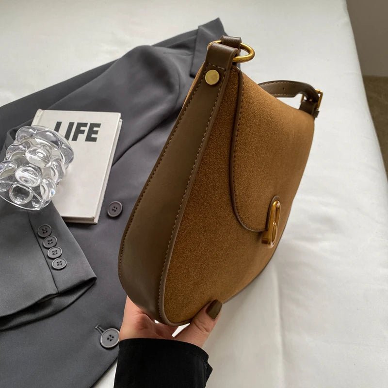 Suede Half Moon Crossbody Bag