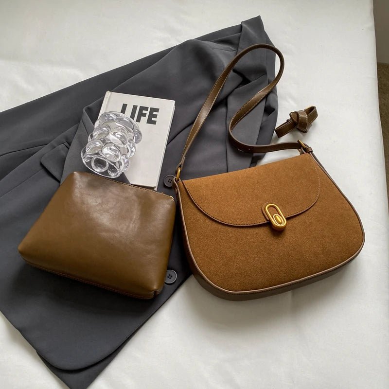 Suede Half Moon Crossbody Bag