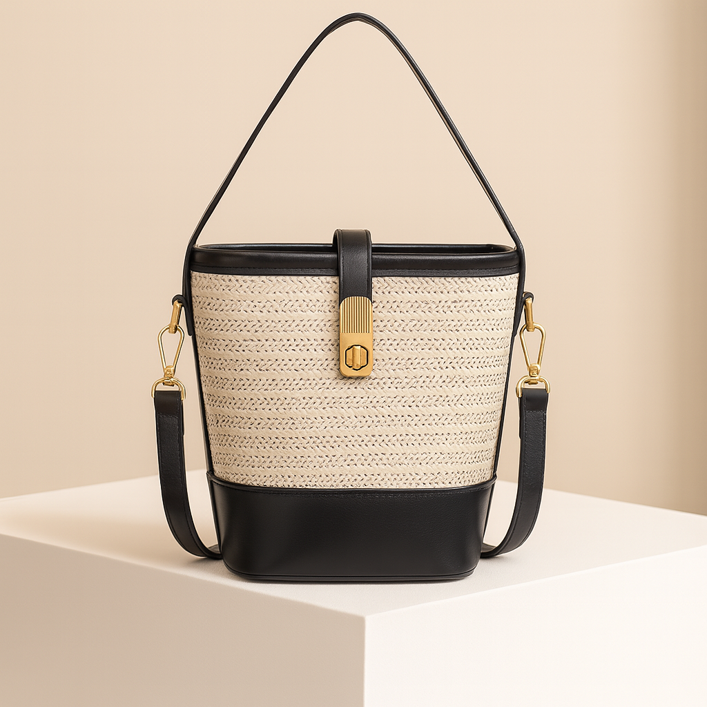 Élodie | Straw bucket crossbody bag