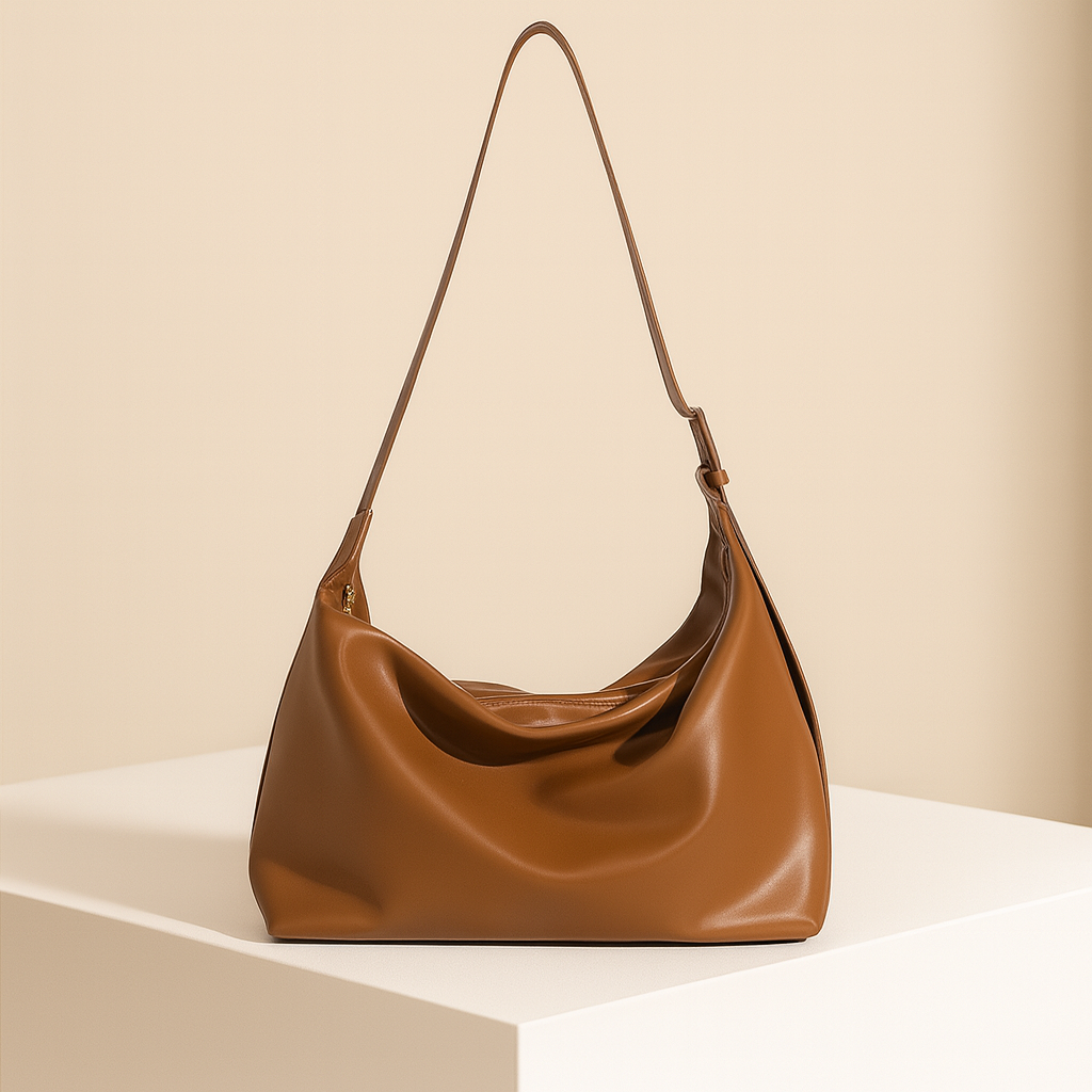 Mélanie | Brown Crescent Crossbody Bag