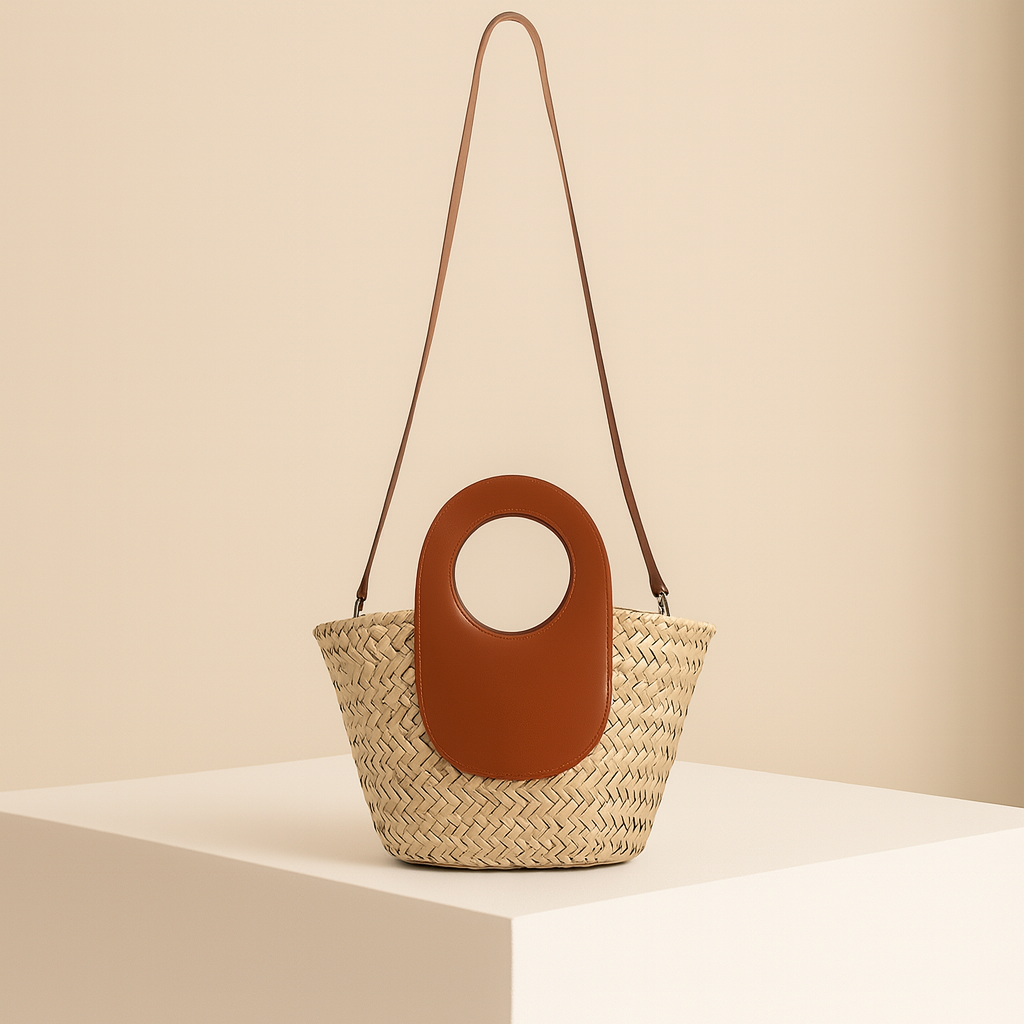 Sylvie | Brown Straw Crossbody Bag