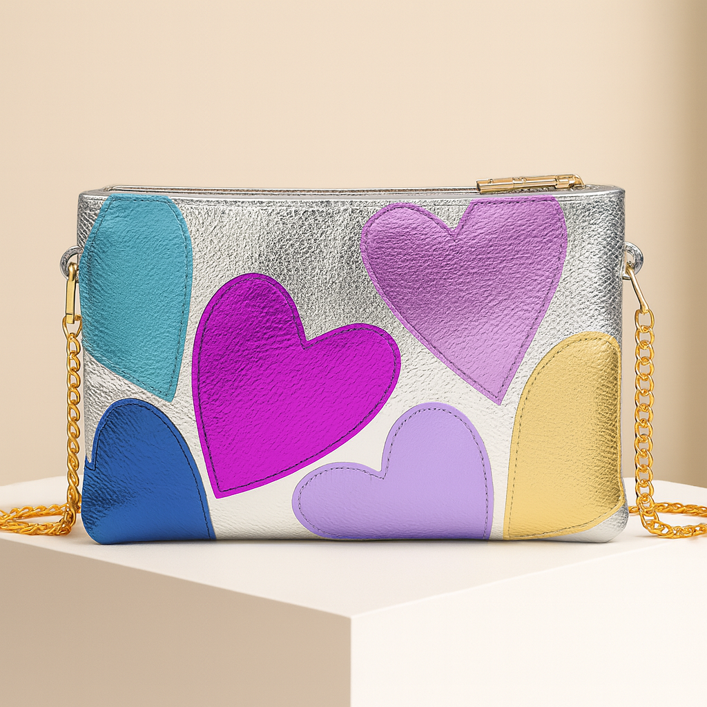 Christelle | Silver Leather Crossbody Bag