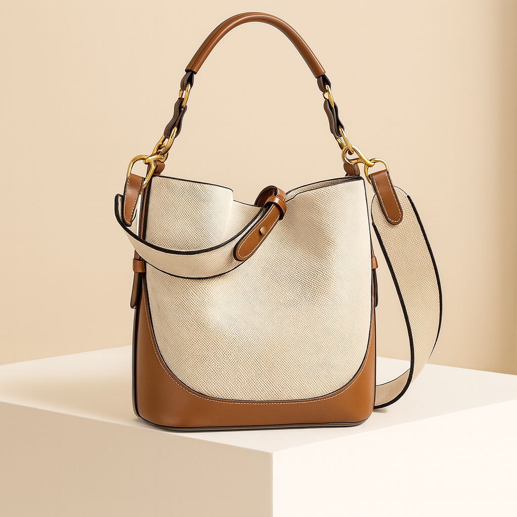 Dominique | Leather Bucket Crossbody Bag