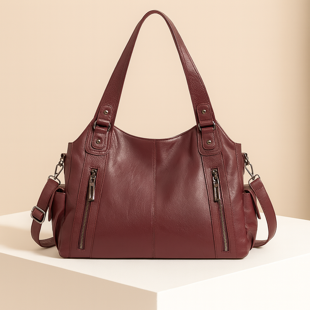 Émeline | Burgundy Leather Crossbody Bag