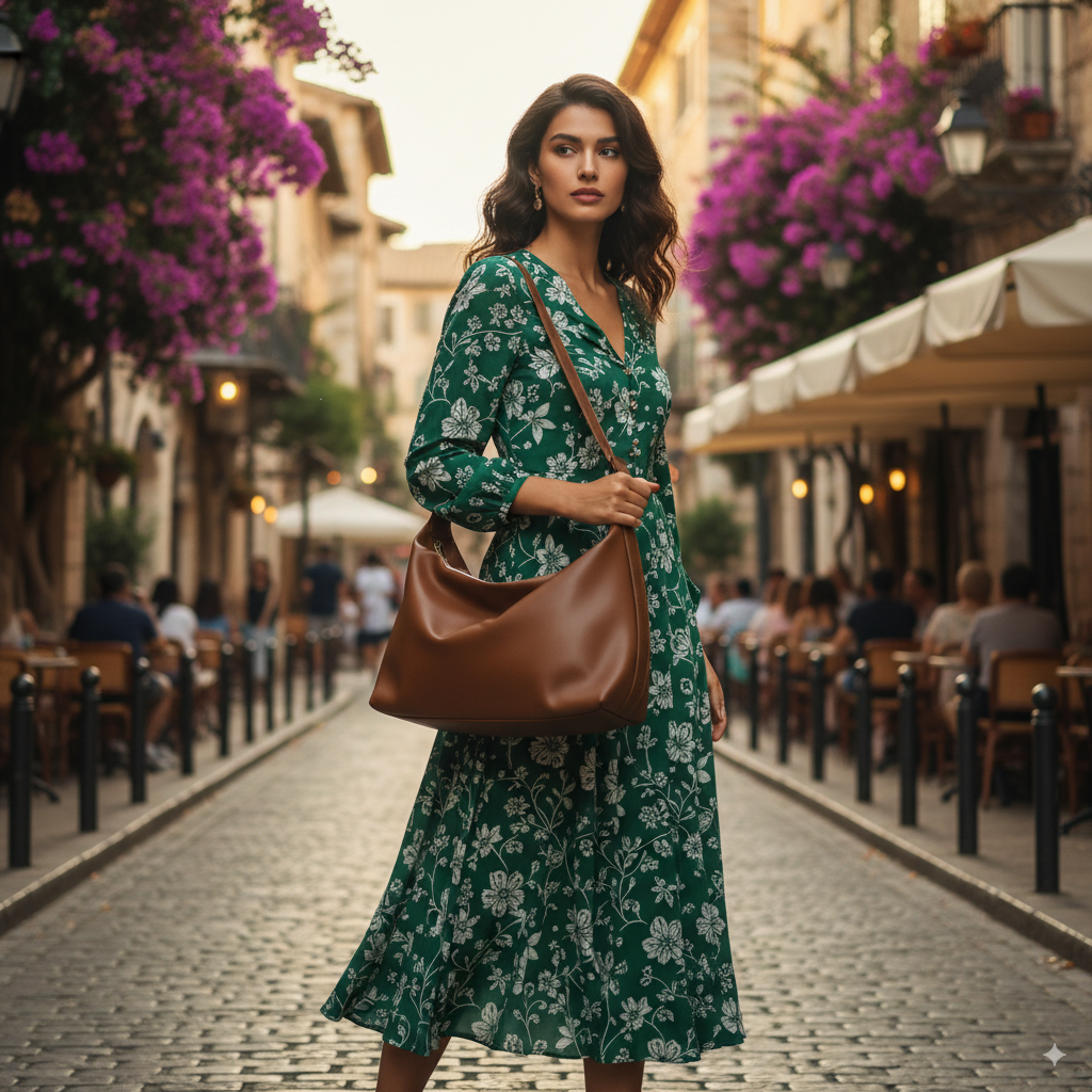 Mélanie | Brown Crescent Crossbody Bag