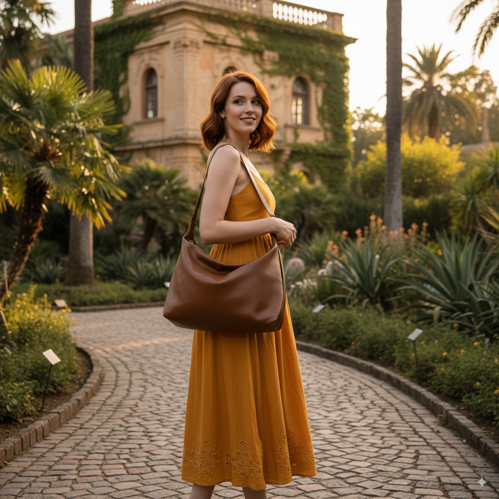 Mélanie | Brown Crescent Crossbody Bag