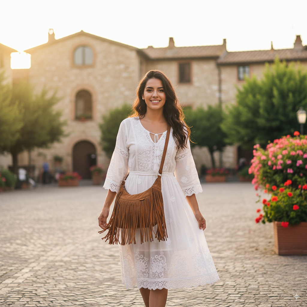 Josiane | Brown Suede Crossbody Bag