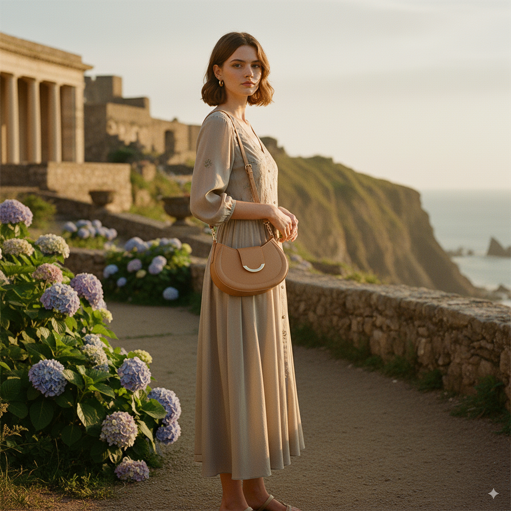 Catherine | Leather Crescent Crossbody Bag