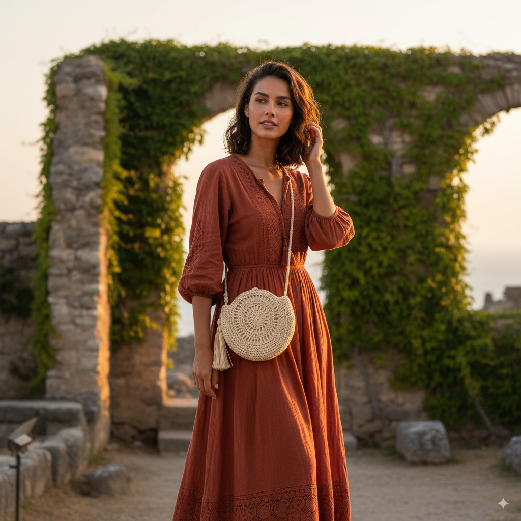 Élise | Straw Half Moon Crossbody Bag