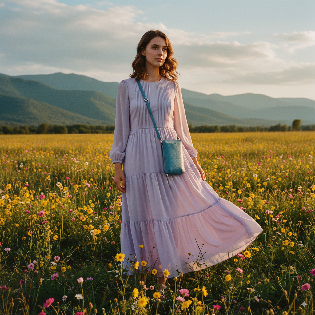 Agnès | Blue Leather Crossbody Bag