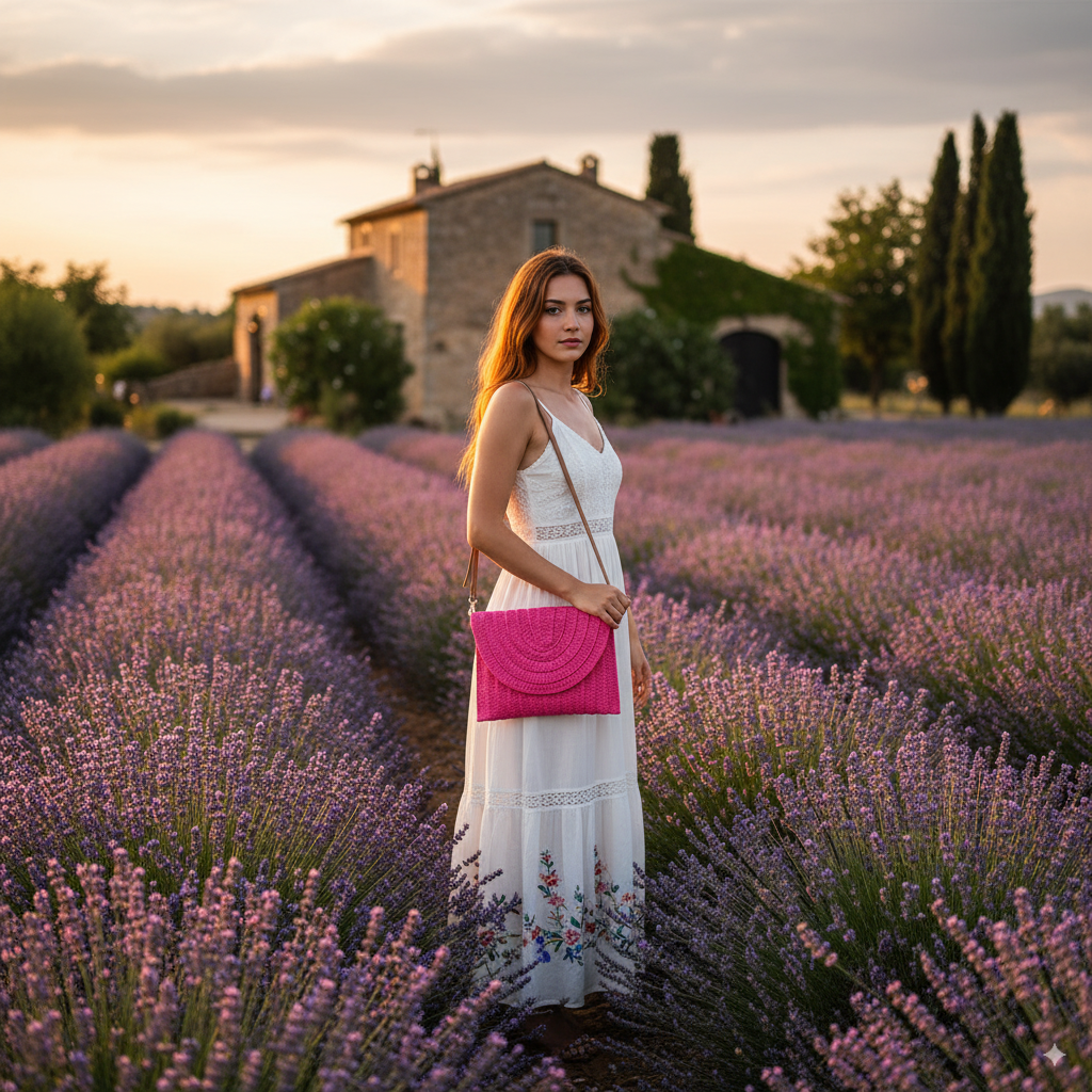 Laurence | Pink Straw Crossbody Bag