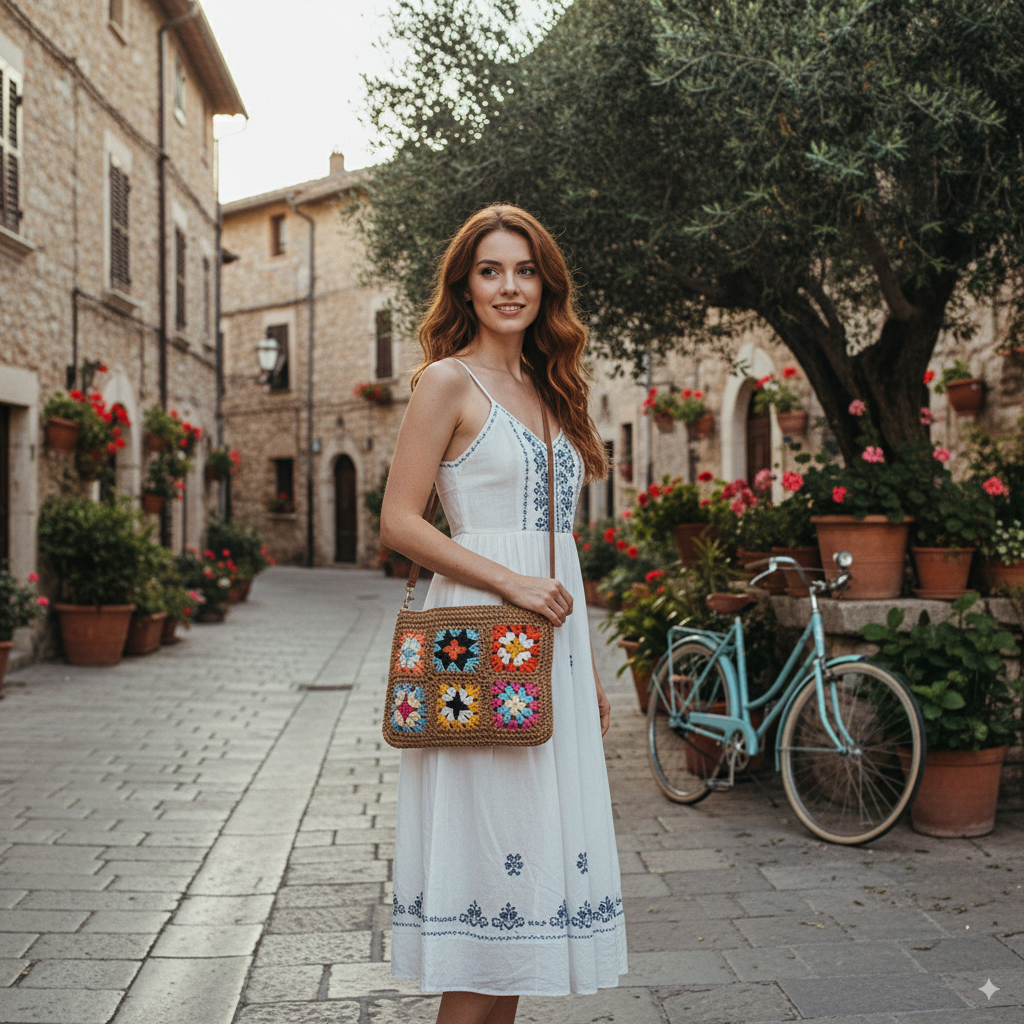 Lison | Brown Straw Crossbody Bag