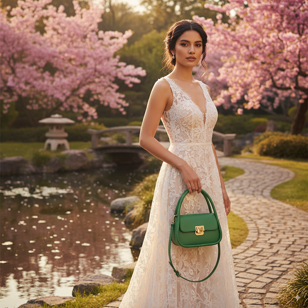 Violette | Green Leather Crossbody Bag