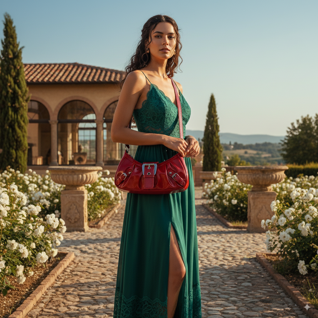 Aurélie | Vintage Red Crescent Bag