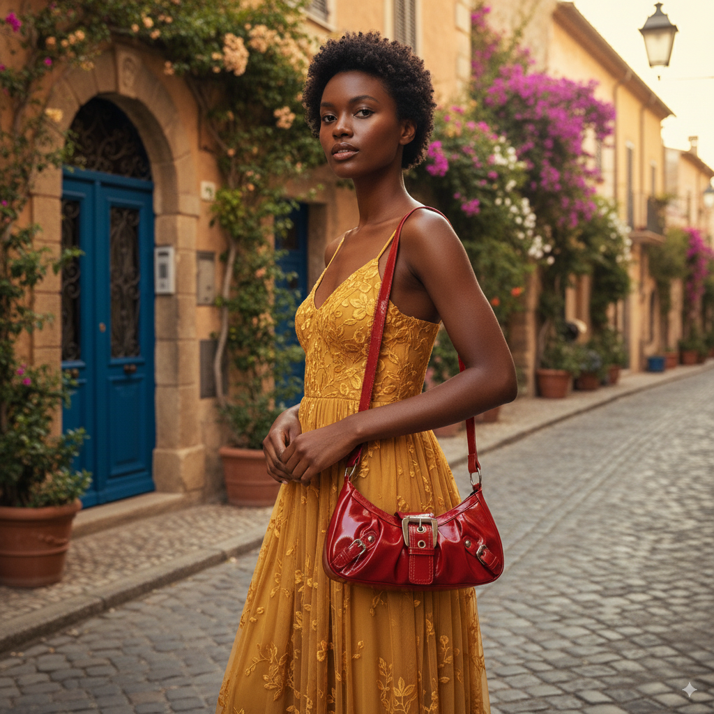 Aurélie | Vintage Red Crescent Bag