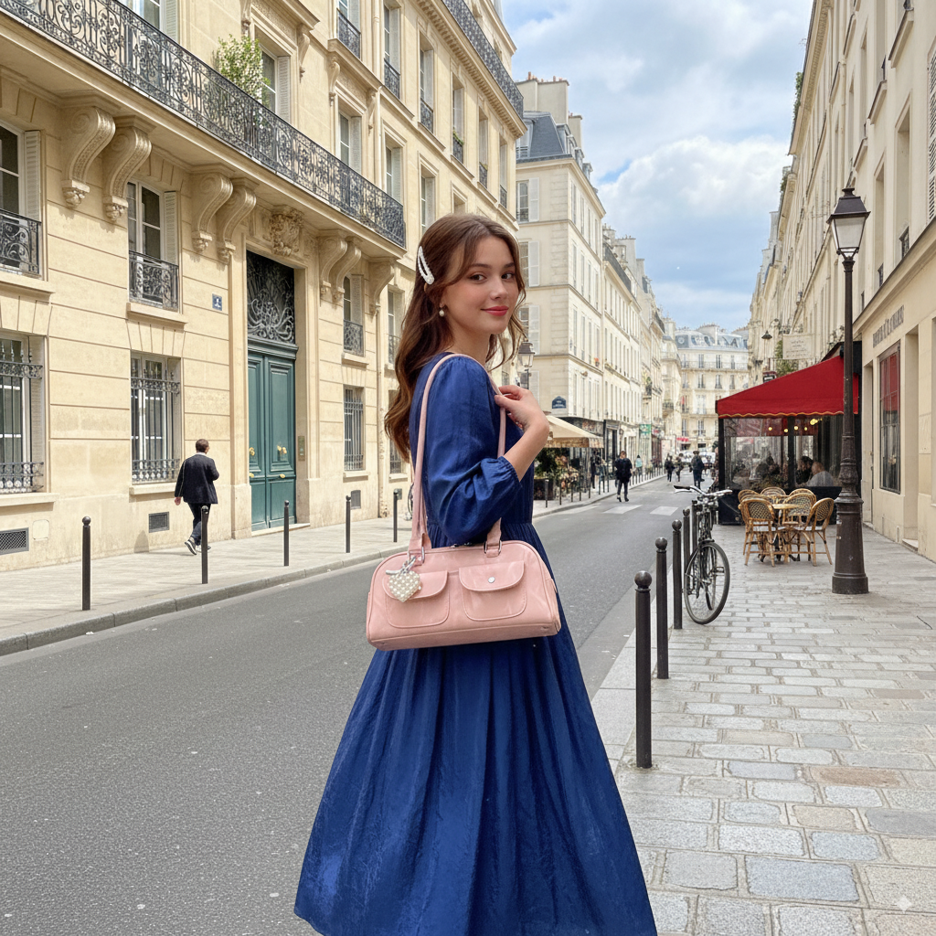 Fabienne | Pink Leather Korean Shoulder Bag