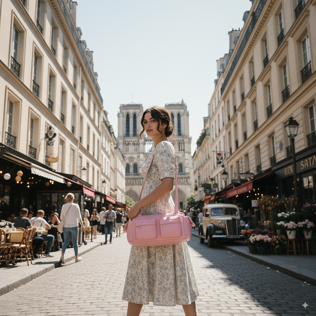 Amandine | Pink Multi-pocket Korean Shoulder Bag