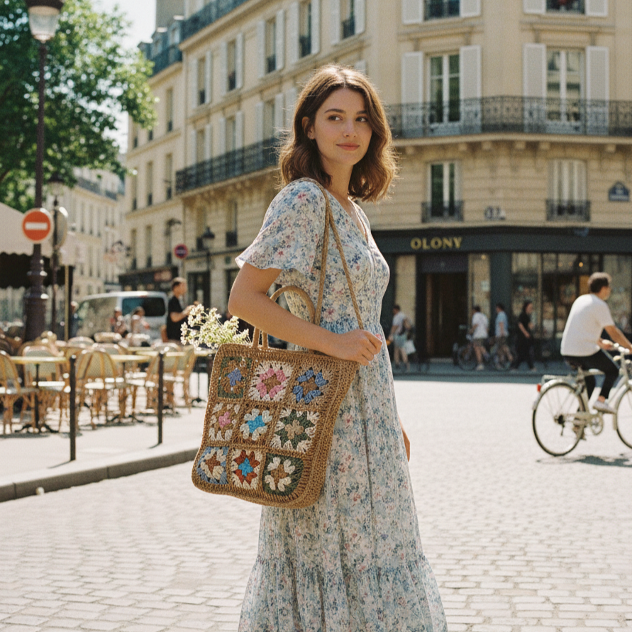 Justine | Straw shoulder bag