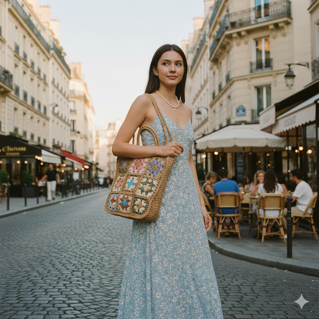 Justine | Straw shoulder bag