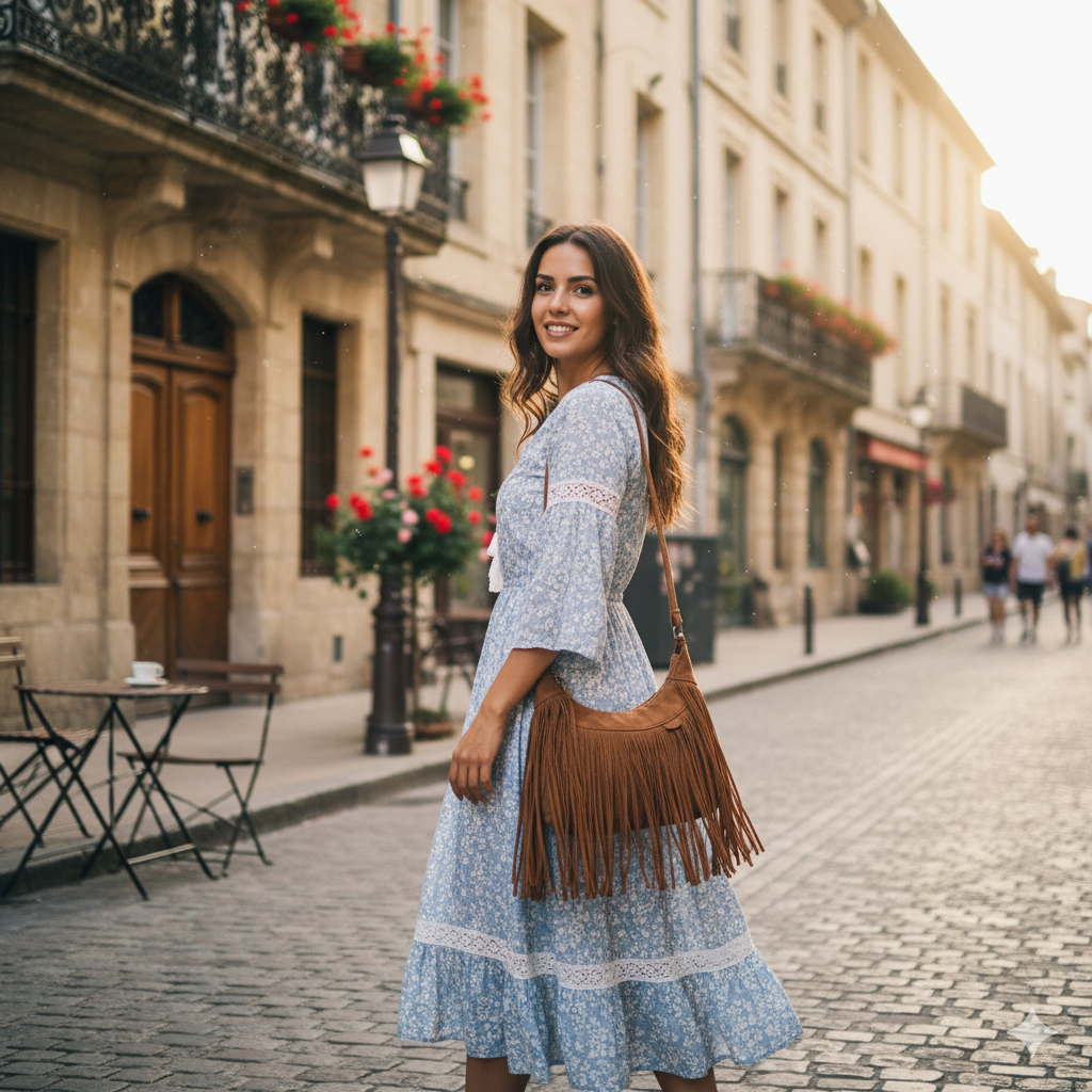 Josiane | Brown Suede Crossbody Bag