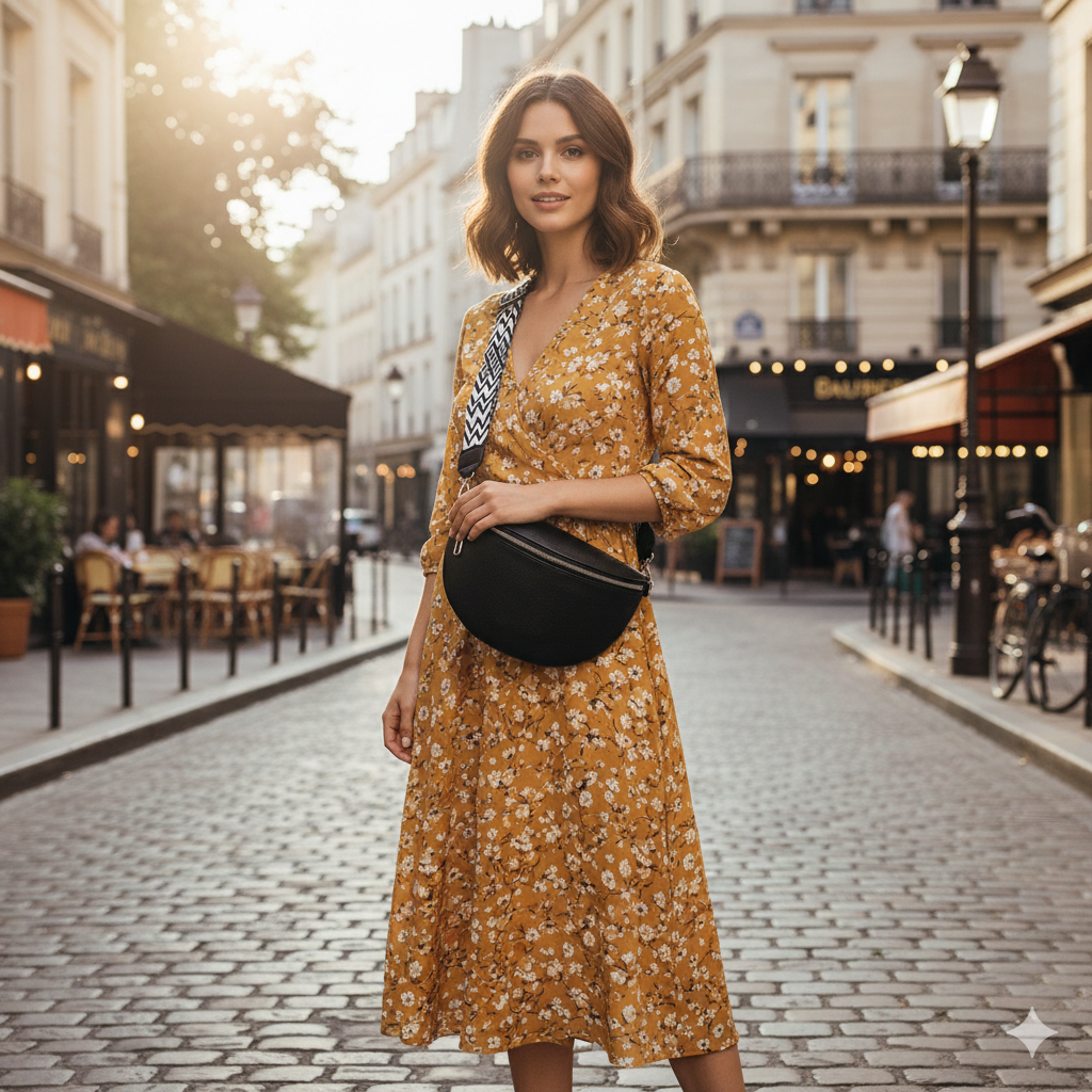 Josette | Black Leather Crossbody Bag