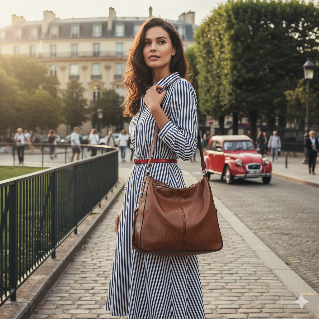 Najat | Brown Leather Crossbody Bag