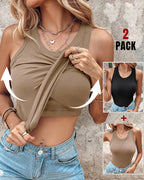 Women's Ribbed Tank Tops with Integrated Bra for Athletics