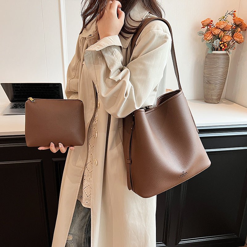 Nawel | Brown Bucket Crossbody Bag