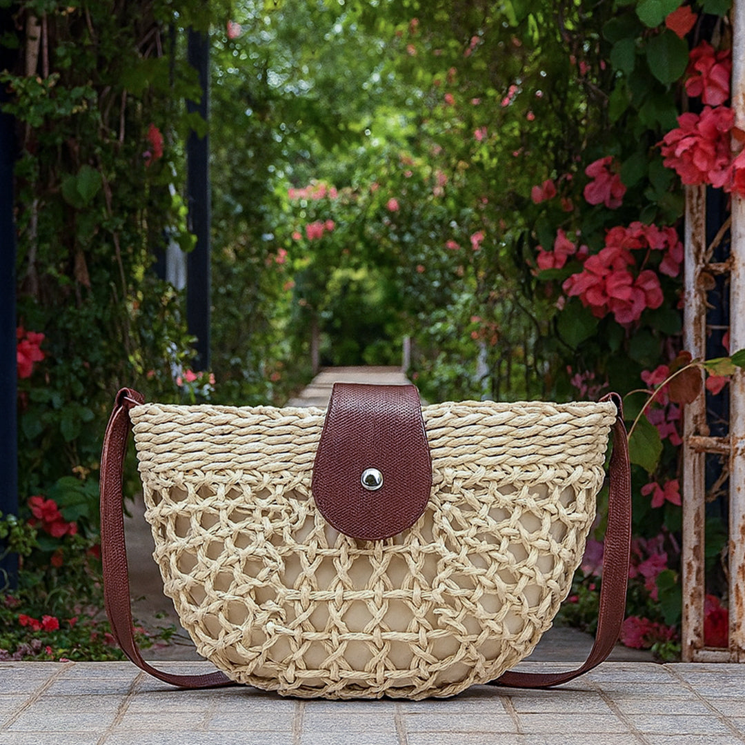 Virginie | Wicker Half Moon Bag