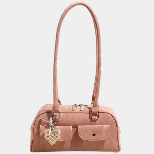 Pink Leather Korean Shoulder Bag