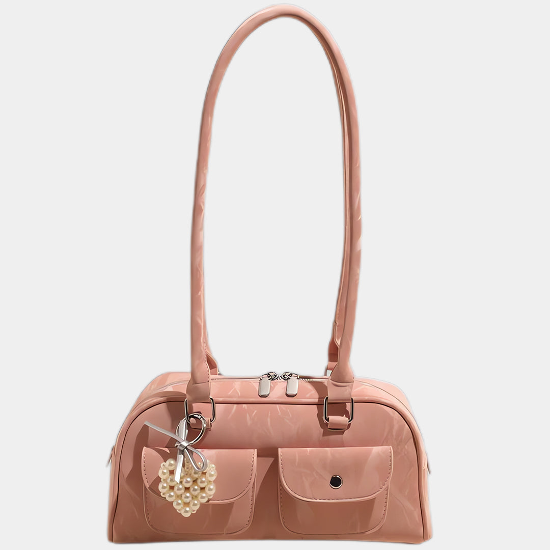 Pink Leather Korean Shoulder Bag