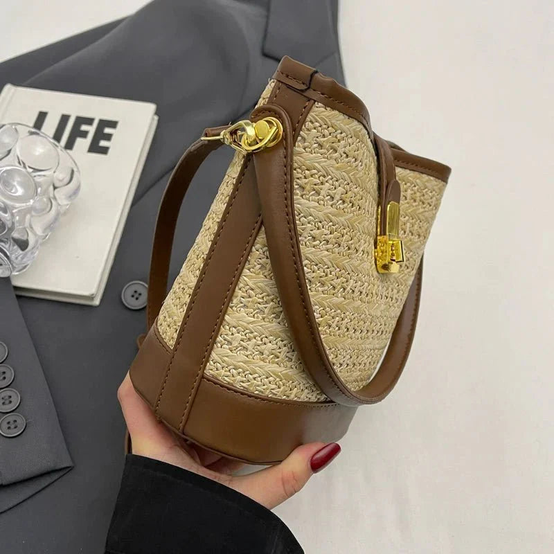 Élodie | Straw bucket crossbody bag