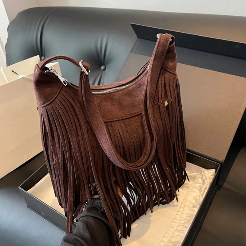 Brown Suede Crossbody Bag