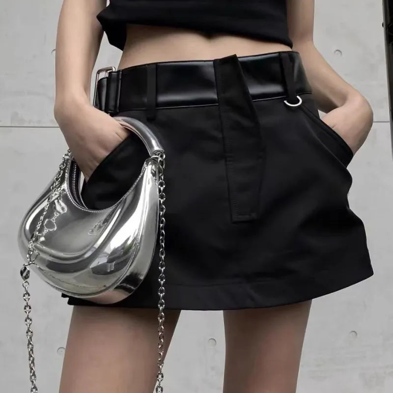 Silver Crescent Crossbody Bag