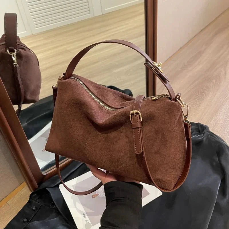 Suede shoulder bag