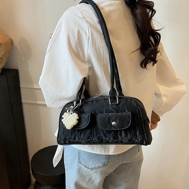 Fabienne | Pink Leather Korean Shoulder Bag