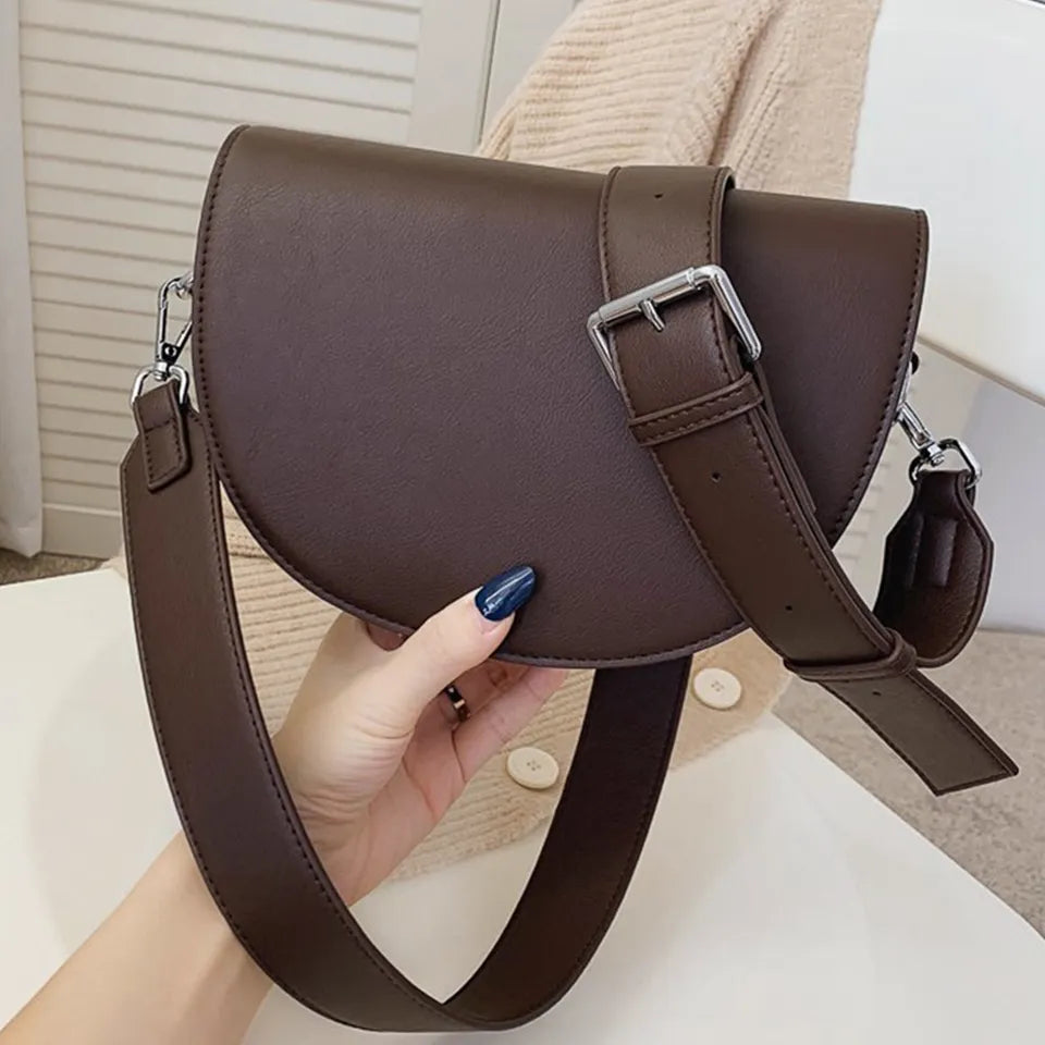 Brown Crescent Crossbody Bag