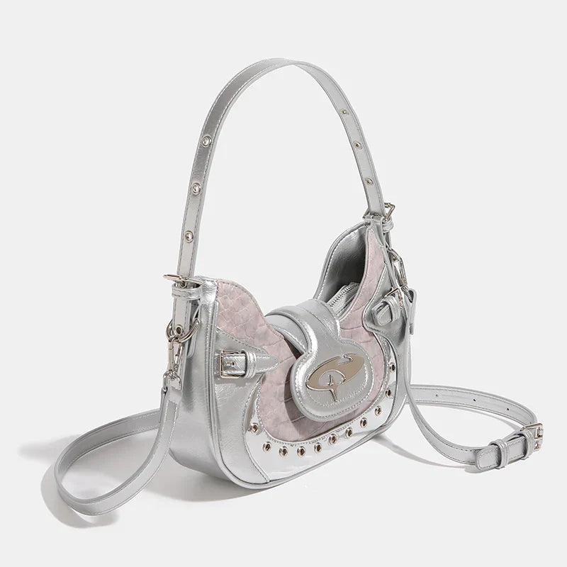 Djamila | Silver Crescent Crossbody Bag