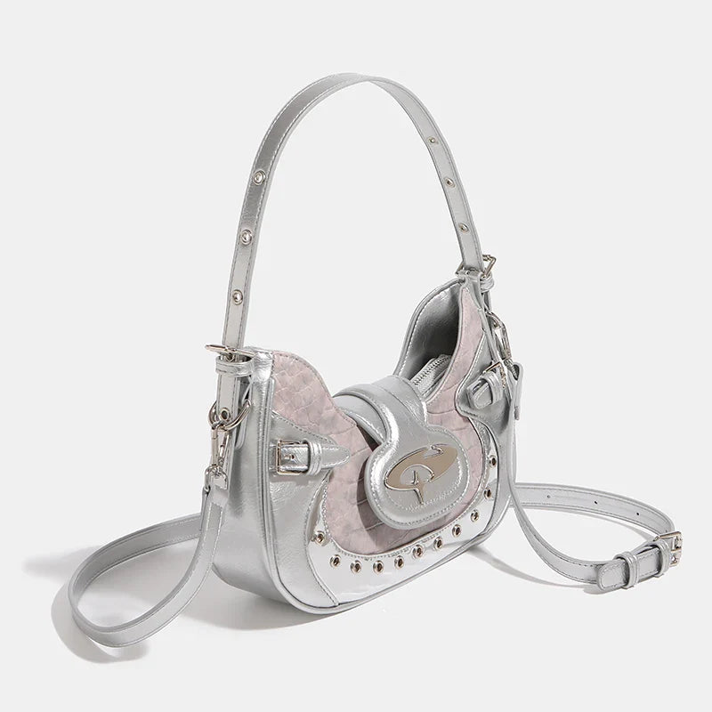 Silver Crescent Crossbody Bag