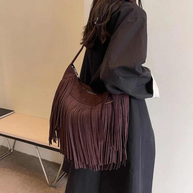 Brown Suede Crossbody Bag