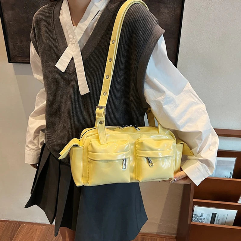 Amandine | Pink Multi-pocket Korean Shoulder Bag