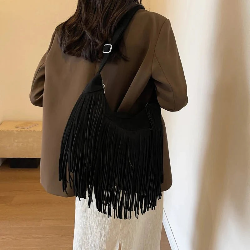 Brown Suede Crossbody Bag