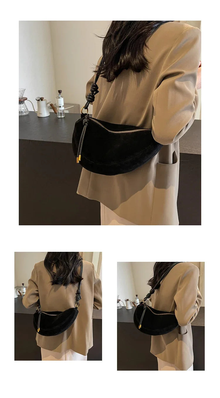 Burgundy Velvet Crossbody Bag