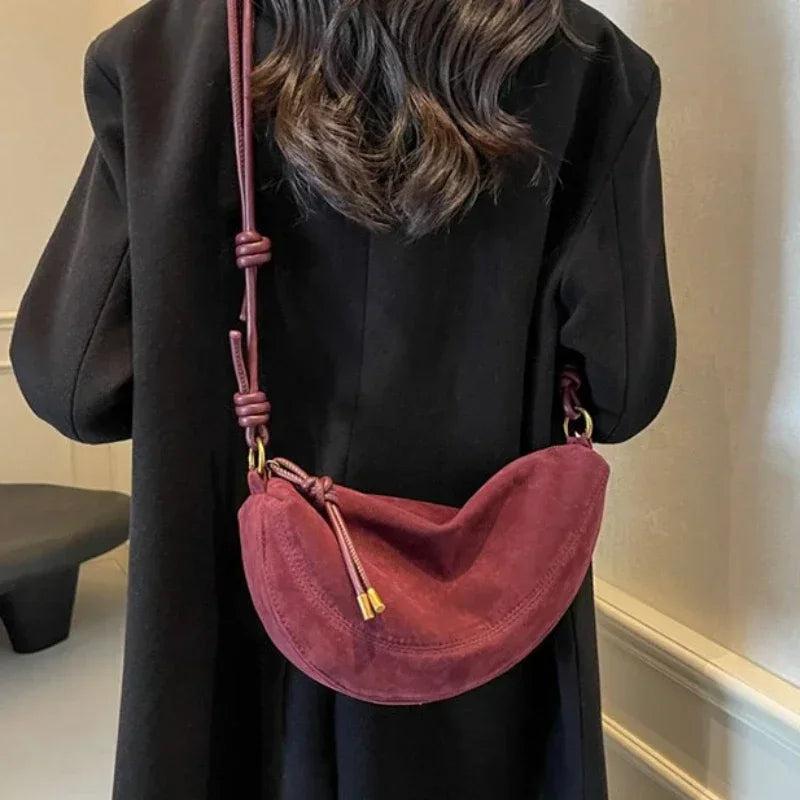Burgundy Velvet Crossbody Bag