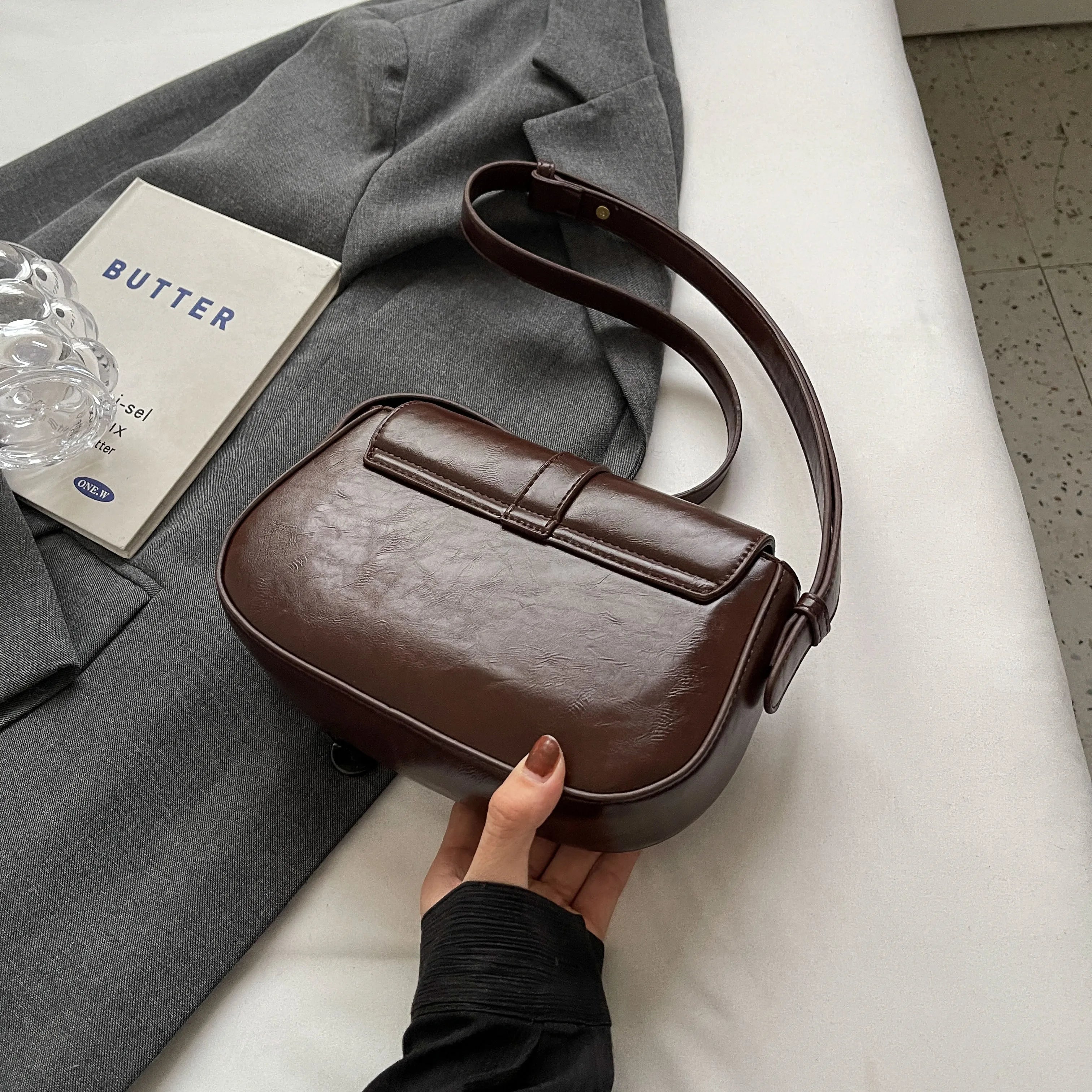 Vintage Brown Crossbody Bag
