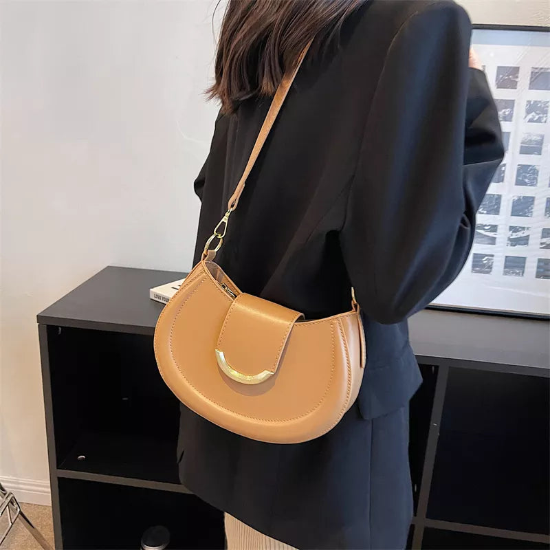 Leather Crescent Crossbody Bag