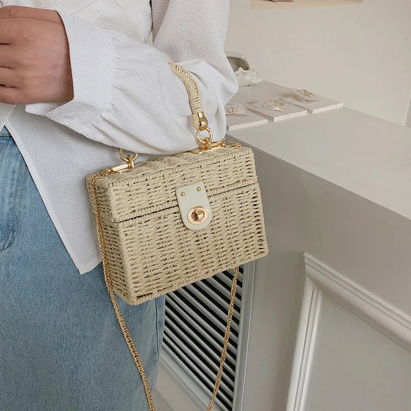 Sabrina | Vintage Straw Crossbody Bag