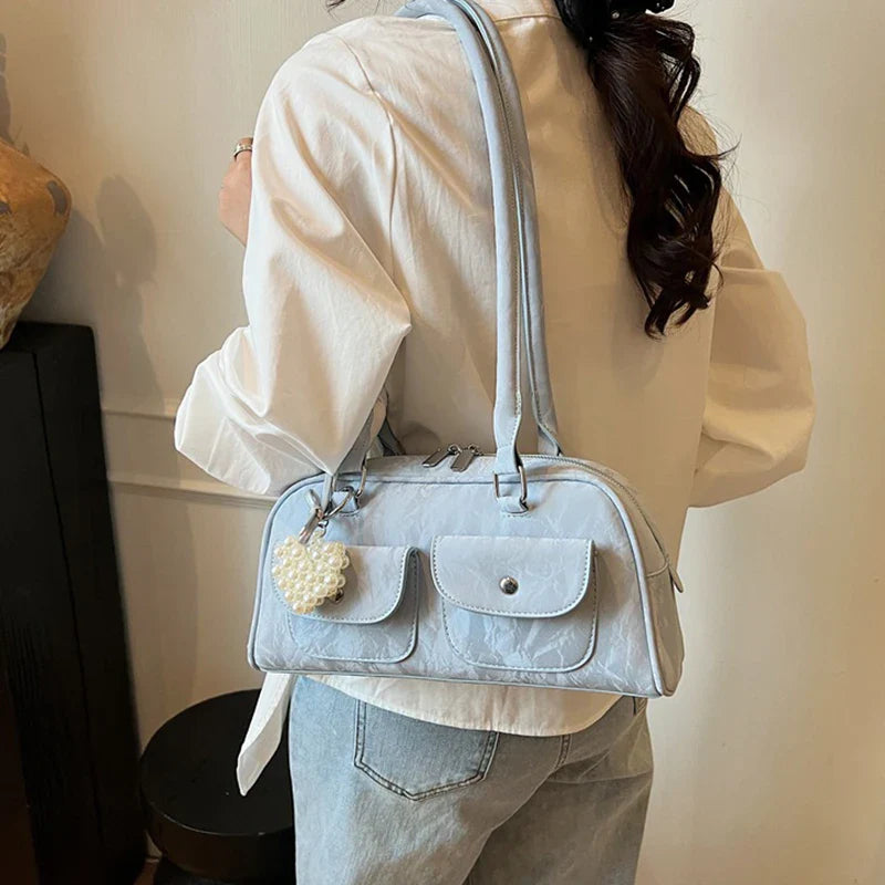 Fabienne | Pink Leather Korean Shoulder Bag