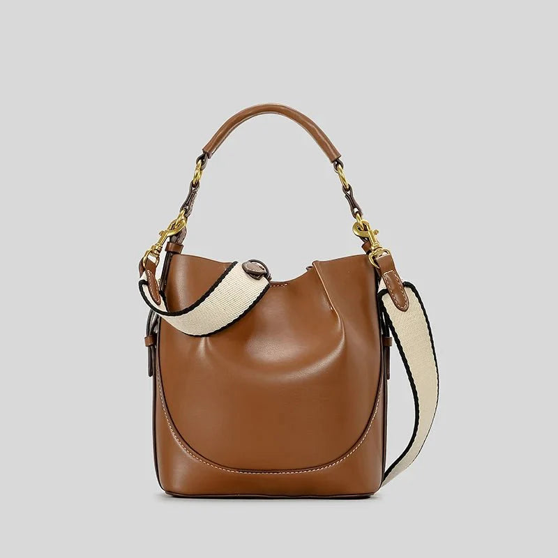 Leather Bucket Crossbody Bag